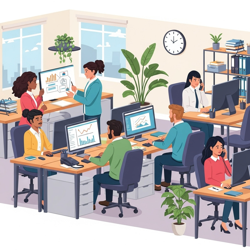 Diverse Office Team Engaged in Productive Collaboration