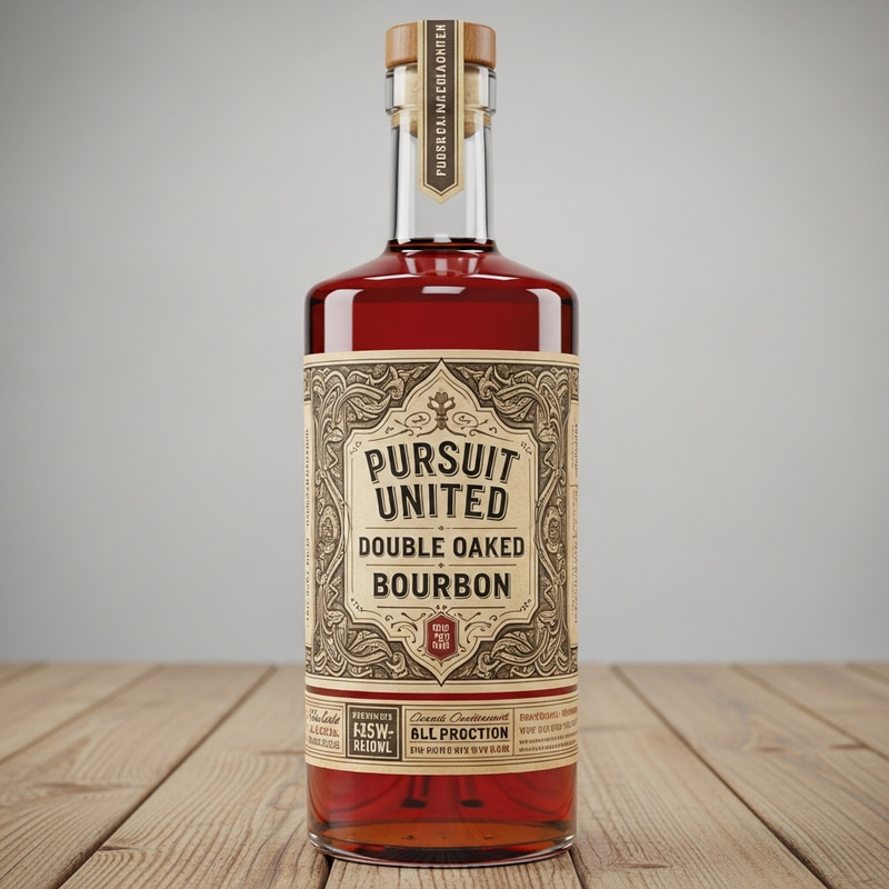 Pursuit United Double Oaked Bourbon Vintage Label Detail Pursuit United Double Oaked Bourbon Vintage Label Detail