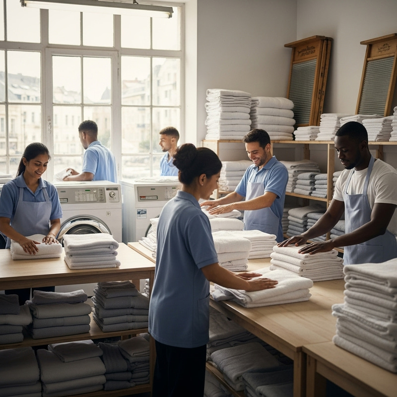 Bustling Linen Laundry Service in Picturesque City