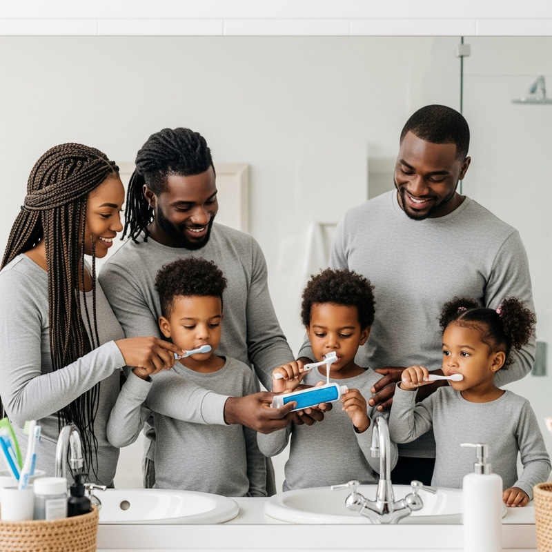 Heartwarming Black Family Moment: Toothpaste Routine Heartwarming Black Family Moment: Toothpaste Routine