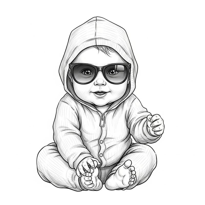 Unique Baby Drawing | Joyful 2D Portrait with Distinctive Features