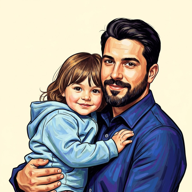 Heartwarming Father and Child Portrait Art Heartwarming Father and Child Portrait Art