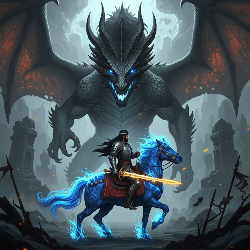 Epic Dragon vs Knight Battle in Mystical Realm Epic Dragon vs Knight Battle in Mystical Realm