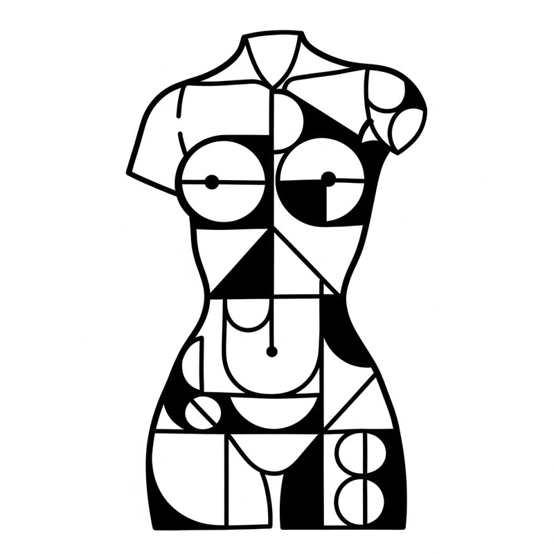 Abstract Geometric Shapes Female Torso Artwork