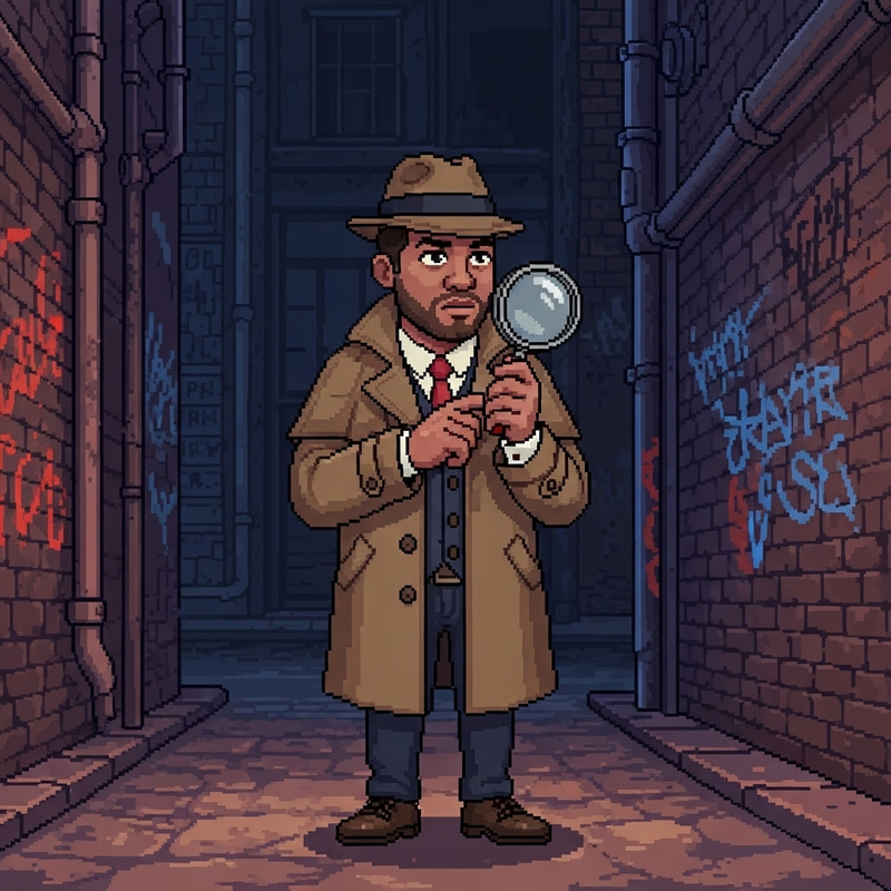 Colorful Pixel Detective Character Colorful Pixel Detective Character