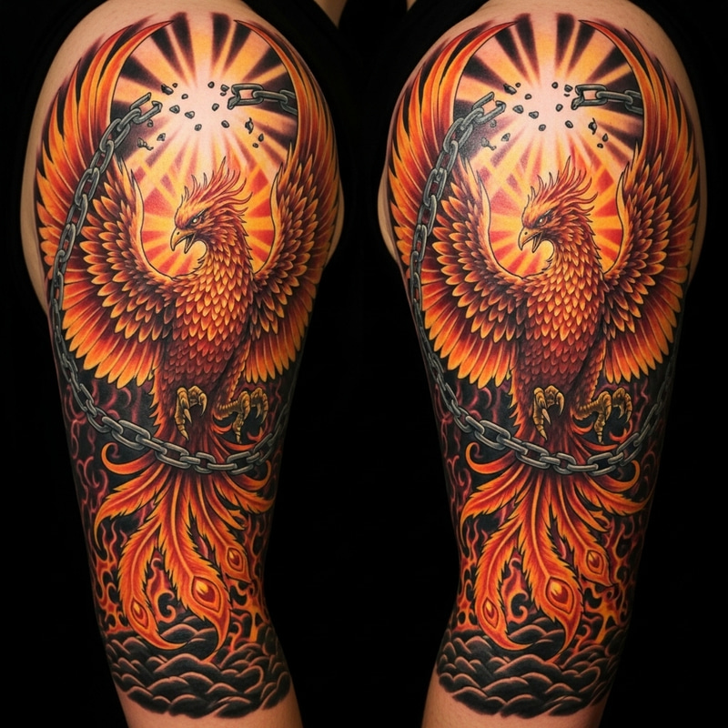 Phoenix Rising Tattoo: Triumph Over Adversity with Hope & Courage