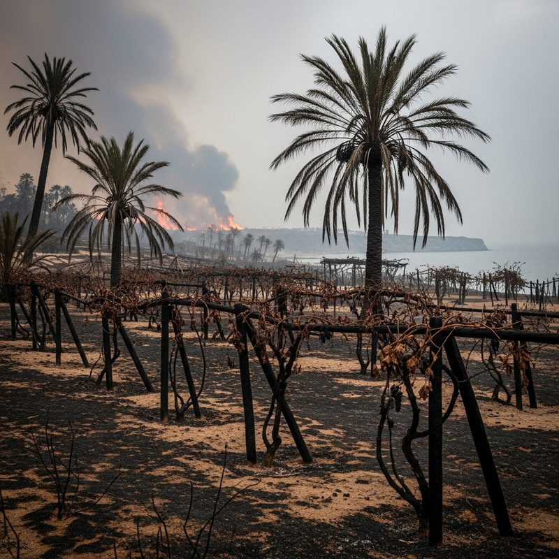 Devastated Paradise: Palm Trees & Grapevines Burned Devastated Paradise: Palm Trees & Grapevines Burned