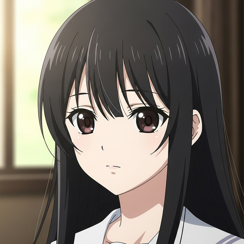 Captivating Anime Girl with Long Black Hair and Dark Brown Eyes Captivating Anime Girl with Long Black Hair and Dark Brown Eyes