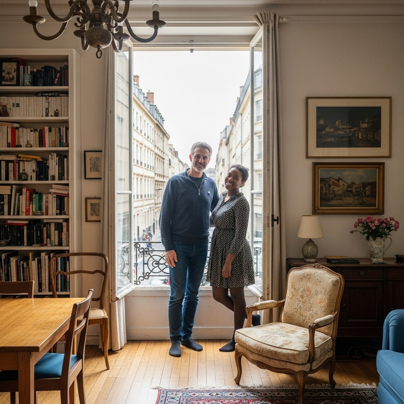 Vintage French Lifestyle: Couple in Lyon's 3rd District