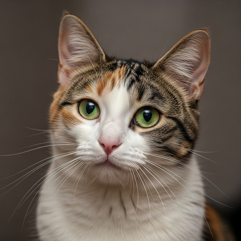 Beautiful Multicolored Cat with Piercing Green Eyes Beautiful Multicolored Cat with Piercing Green Eyes