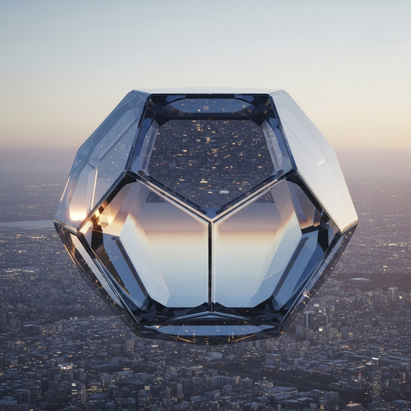 Futuristic Glass Icosahedron - Minimalistic Geometric Art Futuristic Glass Icosahedron - Minimalistic Geometric Art
