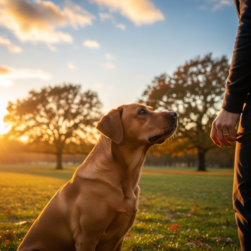 Realistic Dog Training in a Peaceful Park Setting Realistic Dog Training in a Peaceful Park Setting