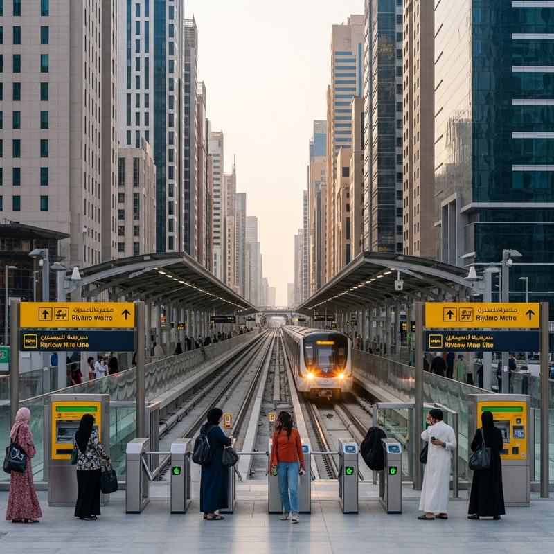 Realistic Riyadh Metro Yellow Line - Urban Setting Image Realistic Riyadh Metro Yellow Line - Urban Setting Image