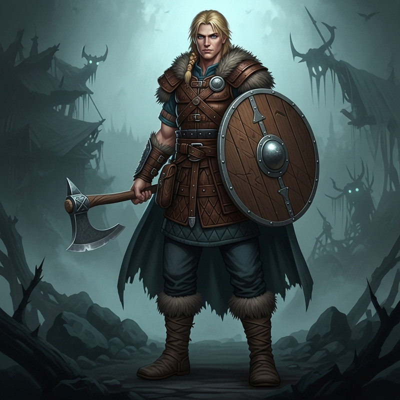 Blond Viking D&D Hunter Character Illustration Blond Viking D&D Hunter Character Illustration