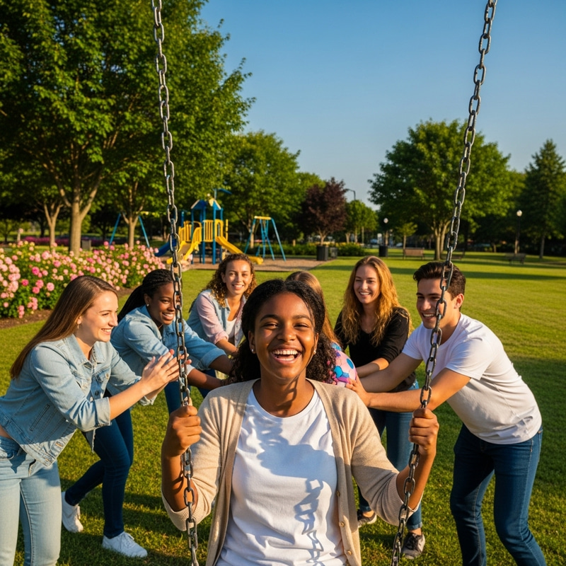 Kindness of African Child and Friends in Suburban Park