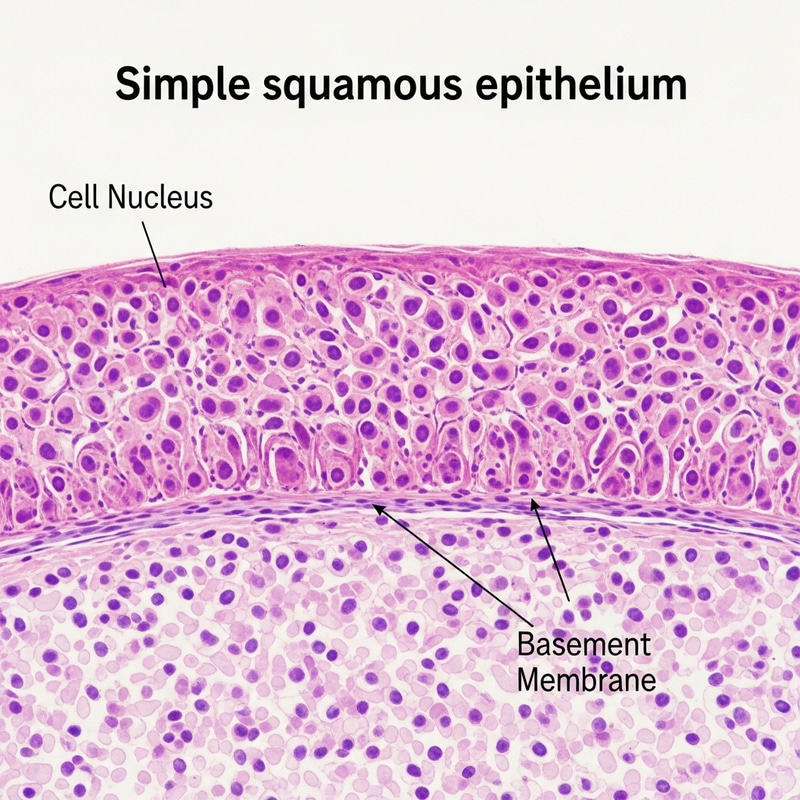 Microscopic View of Simple Squamous Epithelium in Kidney