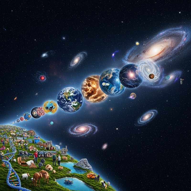 Scales of the Universe: From Quantum Particles to Cosmic Web