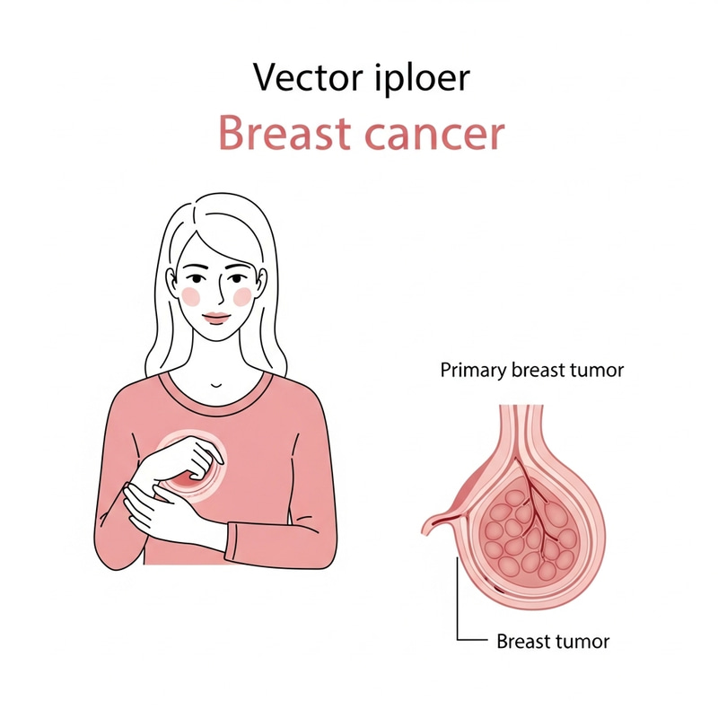 Minimalistic Academic Illustration of Breast Cancer Patient & Tumor Vector Diagram Minimalistic Academic Illustration of Breast Cancer Patient & Tumor Vector Diagram