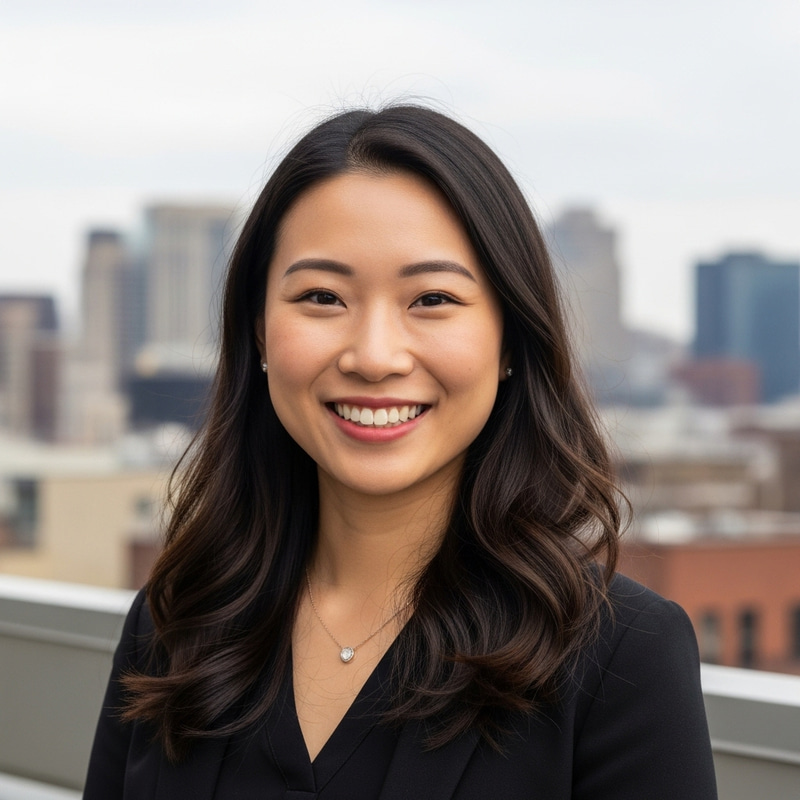 Eastern Woman Smiling at 35 | Professional Profile Photo | 4K Cityscape Eastern Woman Smiling at 35 | Professional Profile Photo | 4K Cityscape