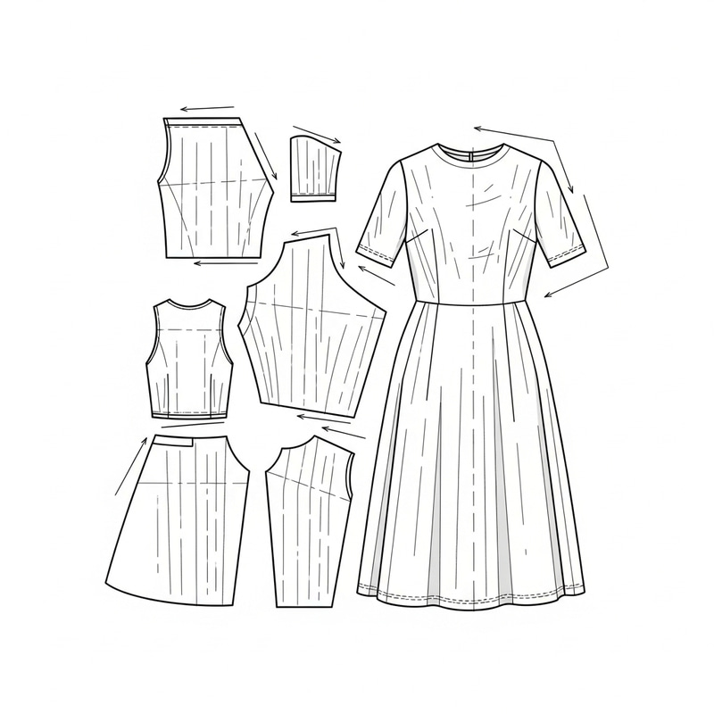 Stylish Flared Dress Sewing Pattern | Minimalist Design Stylish Flared Dress Sewing Pattern | Minimalist Design