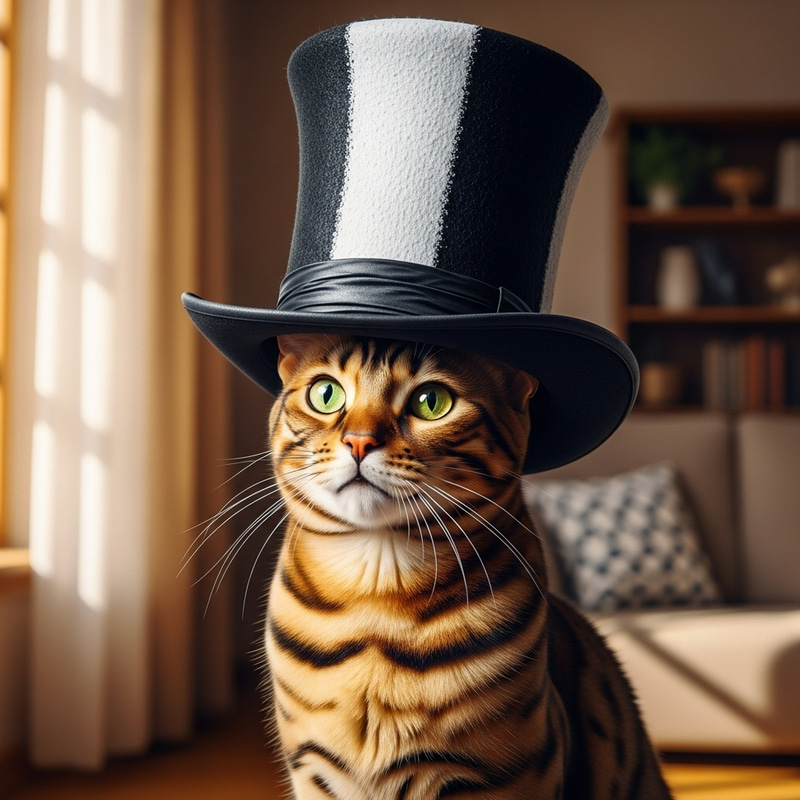 Adorable Cat with Vintage Hat - Charming Home Scene