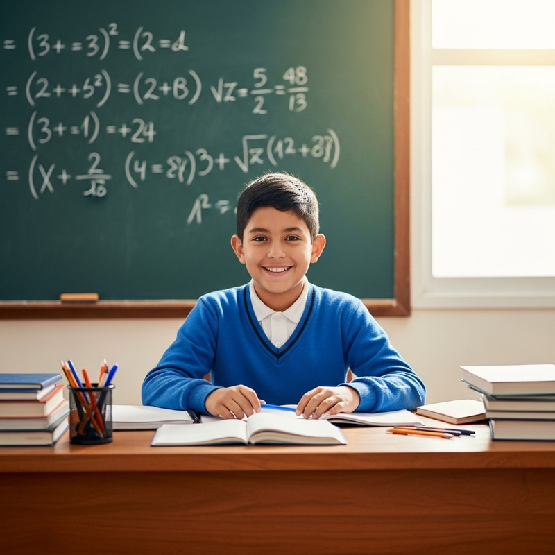 Enthusiastic Hispanic Boy Student in Class