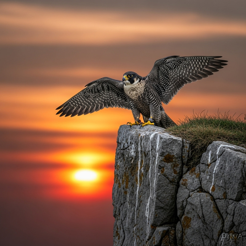 Majestic Falcon at Sunset: A Powerful Vision Majestic Falcon at Sunset: A Powerful Vision
