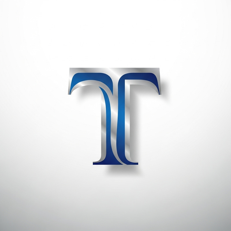 Creative Letter T Logo Design in Royal Blue and Silver