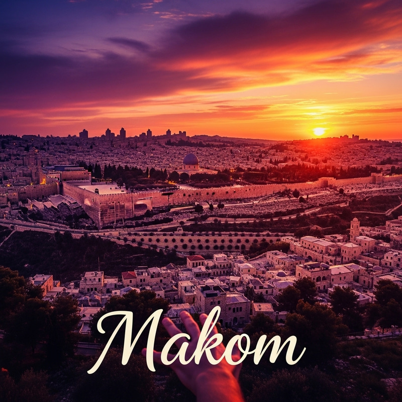 Vivid Jerusalem Cityscape Sunset in Multicolored Shades with Makom Vivid Jerusalem Cityscape Sunset in Multicolored Shades with Makom