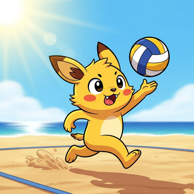 Volleyball Pikachu | Cartoon Beach Game Volleyball Pikachu | Cartoon Beach Game