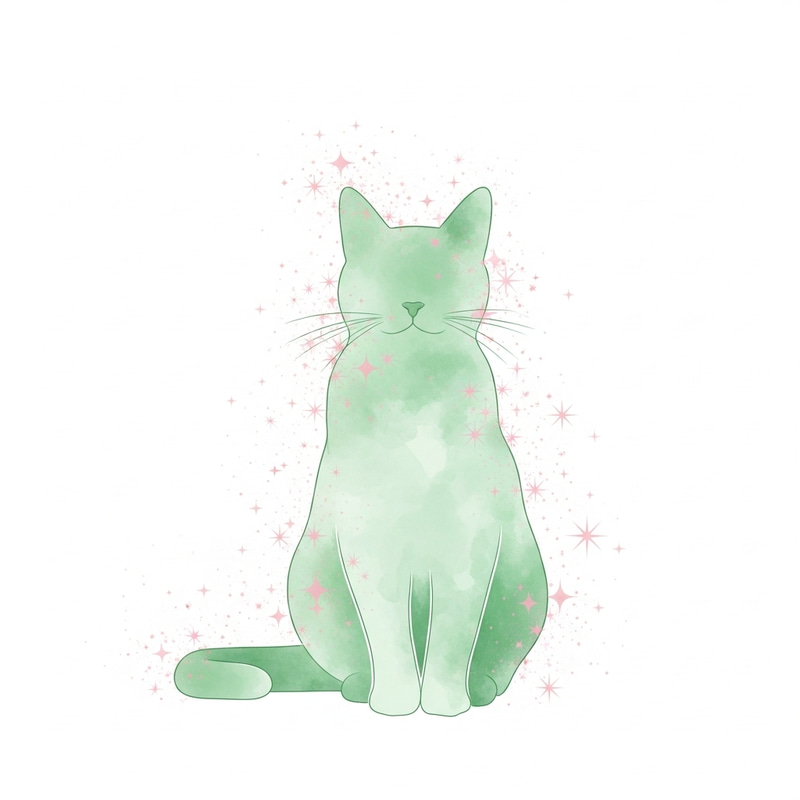 Simplistic Cat Art with Light Green & Pink Hues Simplistic Cat Art with Light Green & Pink Hues