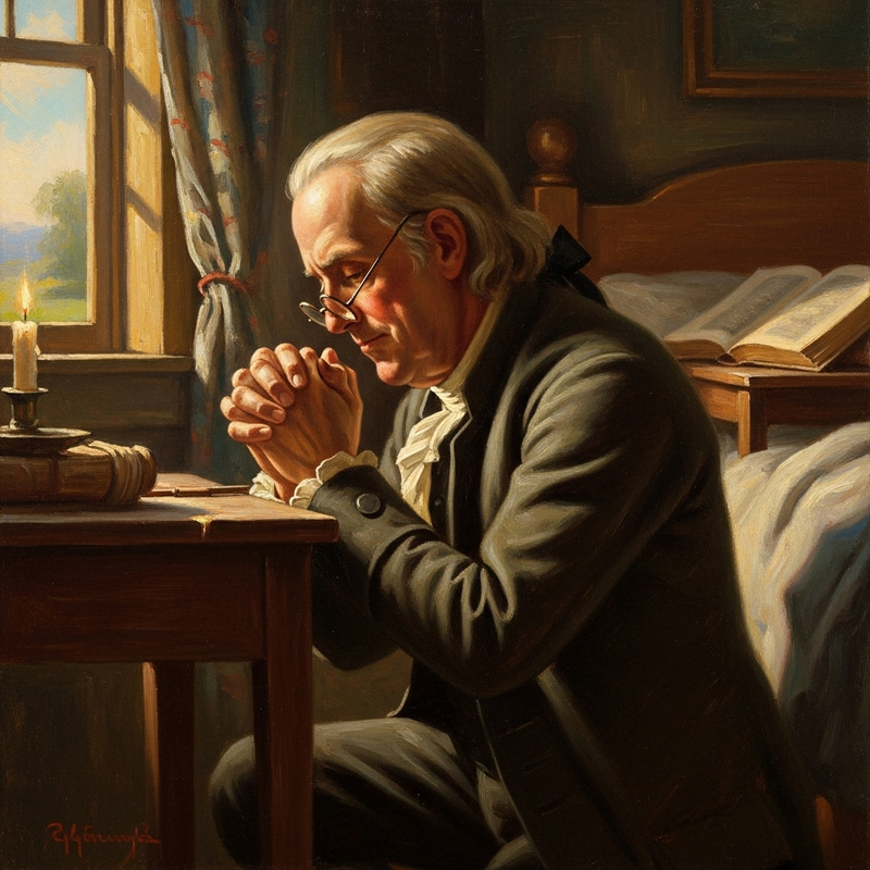 George Washington Praying in Kincaide-style Illustration George Washington Praying in Kincaide-style Illustration