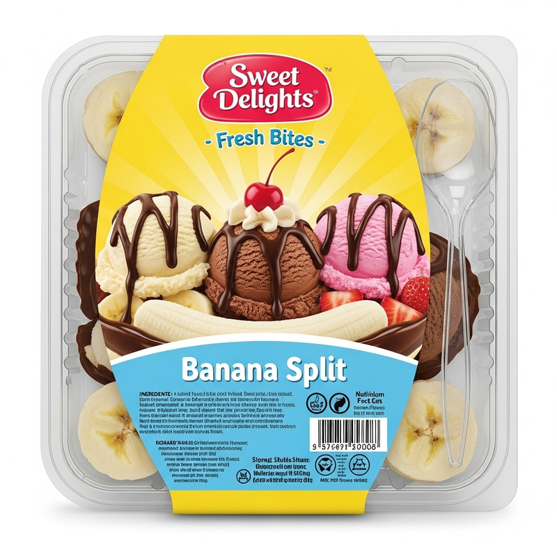 Shareable Banana Split Dessert Packaging Concept with Cheerful Design