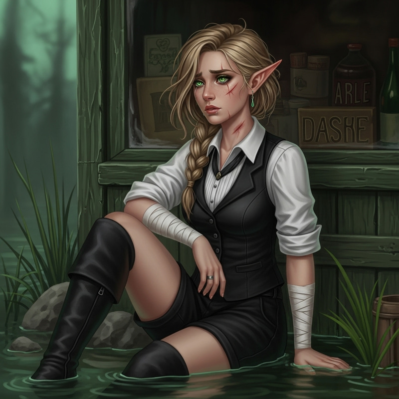 Mysterious Middle-Eastern Elf Girl Crying in Victorian Swamp Mysterious Middle-Eastern Elf Girl Crying in Victorian Swamp