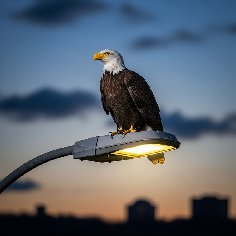 Majestic Eagle Perched on Lamppost Majestic Eagle Perched on Lamppost