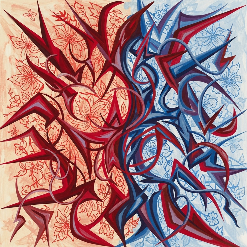 Duality of Endometriosis: Abstract Artwork Depicting Pain and Strength Duality of Endometriosis: Abstract Artwork Depicting Pain and Strength