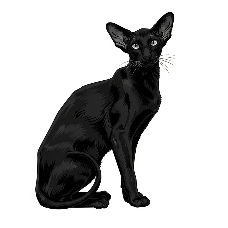 Stunning Oriental Cat in Black: Elegant Vector Artwork Stunning Oriental Cat in Black: Elegant Vector Artwork