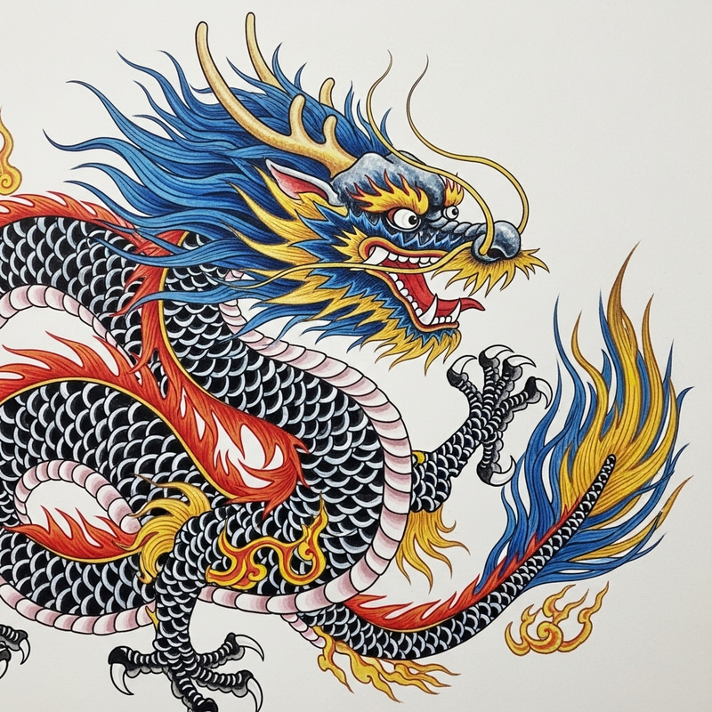 Majestic Chinese Dragon in Traditional Ink Painting Majestic Chinese Dragon in Traditional Ink Painting