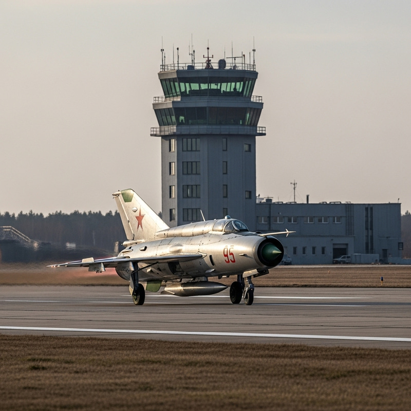 Soviet MiG-21 Taking Off: A Classic Aviation Scene Soviet MiG-21 Taking Off: A Classic Aviation Scene