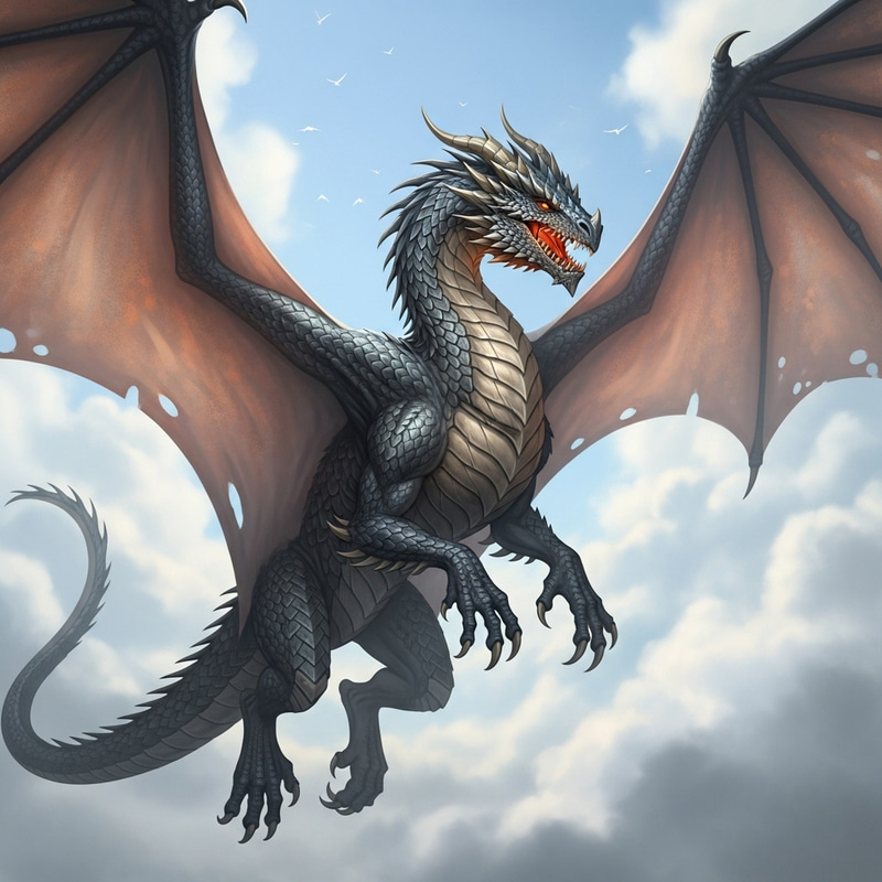 Majestic Dragon Soaring with Grace | Powerful Wings & Fiery Gaze Majestic Dragon Soaring with Grace | Powerful Wings & Fiery Gaze