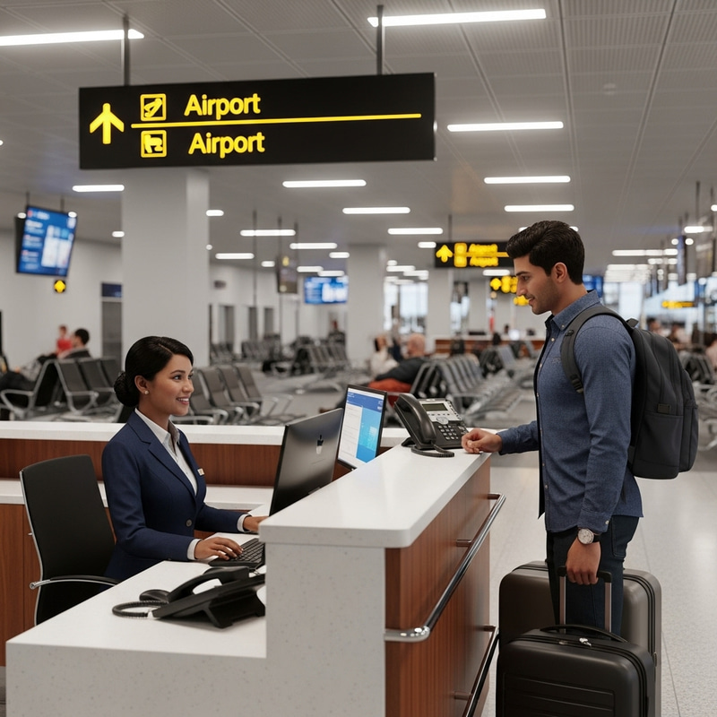 Airport Reception Desk 3D - Modern Scene Render