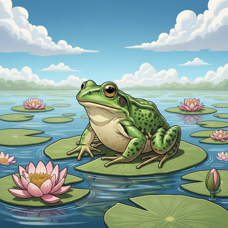 Sapo - Vibrant Green Frog on Lily Pad Sapo - Vibrant Green Frog on Lily Pad