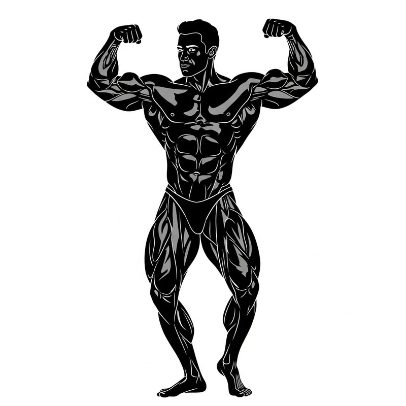 Detailed Black Bodybuilder Silhouette in Classical Pose Detailed Black Bodybuilder Silhouette in Classical Pose
