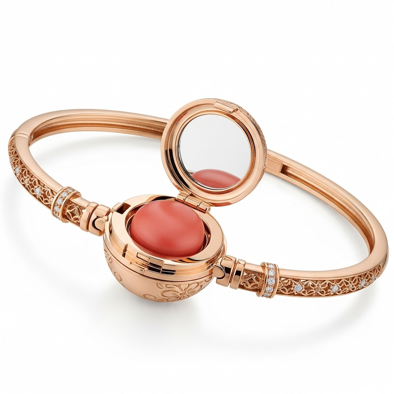 Round Capsule Bracelet with Lip Balm and Mirror Round Capsule Bracelet with Lip Balm and Mirror