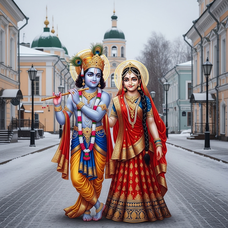 Radharani and Krishna Walking in Tomsk, Russia - Divine Encounter Radharani and Krishna Walking in Tomsk, Russia - Divine Encounter