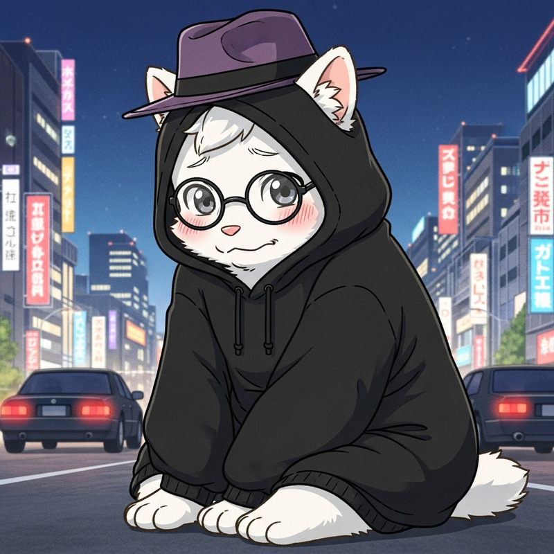 Shy White Furry Anime Character in Urban Setting | Anthro Art Shy White Furry Anime Character in Urban Setting | Anthro Art