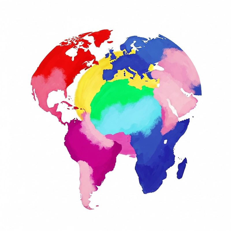 Colorful Alien Planet: Bold Landmasses in Red, Pink, Yellow & More Colorful Alien Planet: Bold Landmasses in Red, Pink, Yellow & More