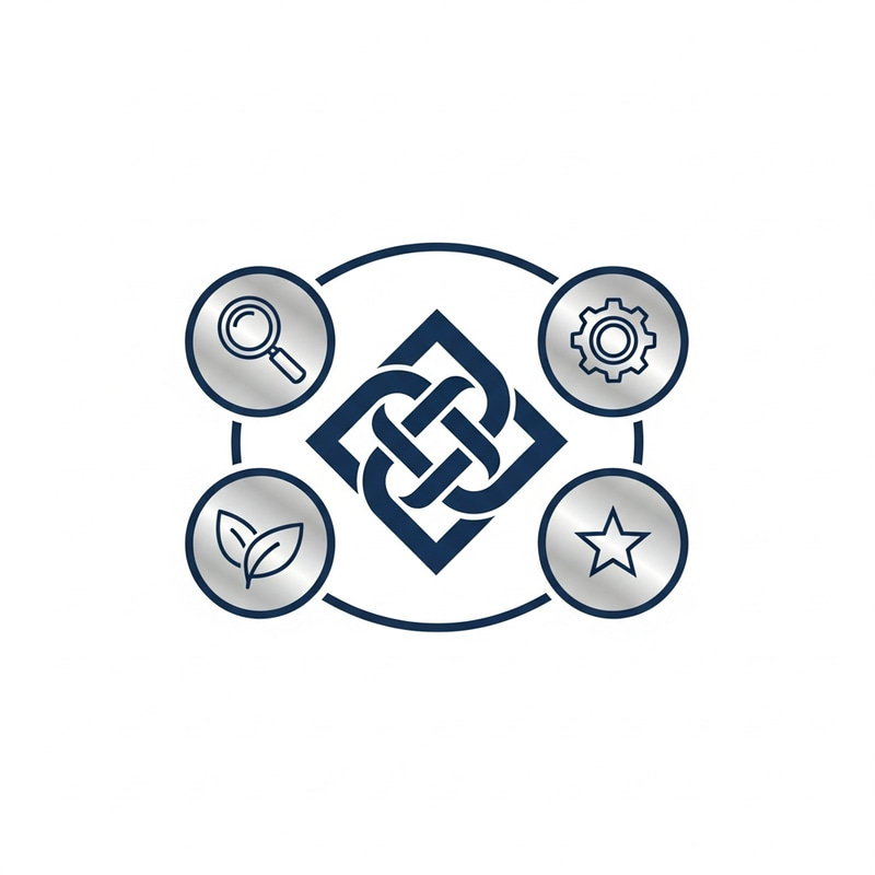 Creative Logo Design with Central Symbol Surrounded by Four Others Creative Logo Design with Central Symbol Surrounded by Four Others