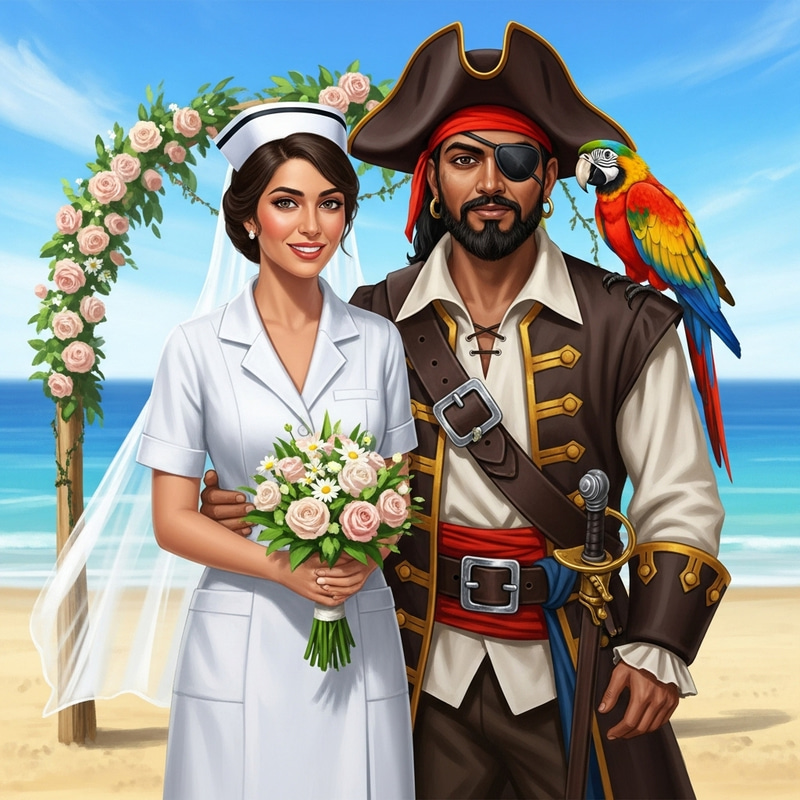 Wedding Art: Pirate and Nurse Unite in Harmony Wedding Art: Pirate and Nurse Unite in Harmony