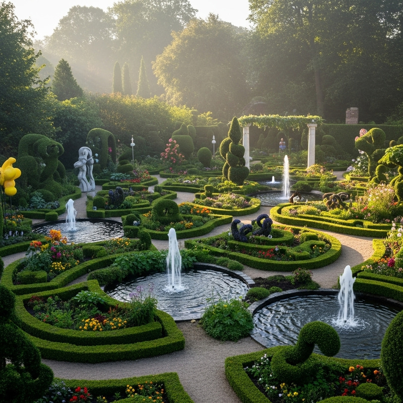 Art Installation in Lush Garden | Sculpted Greenery, Creative Flower Arrangements